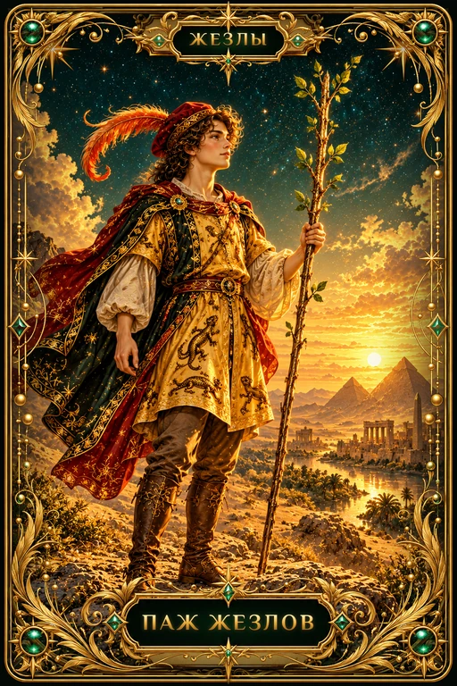 Карта Таро Паж Жезлов